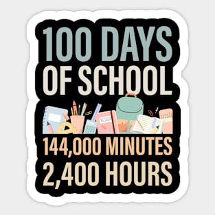 100 Days of School, Minutes and Hours Sticker